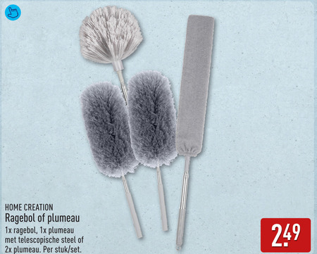 plumeau ragebol home creation 1x telescopische steel 2x stuk folder aanbieding bij Aldi