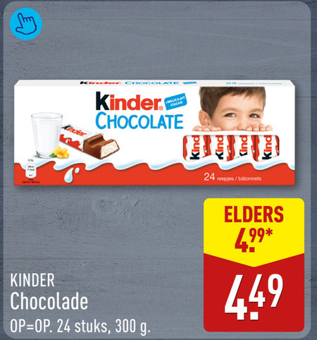 kinder chocolade 4 24 300 melk lait cacao chocolate stuks reepjes elders folder aanbieding bij Aldi Kinder chocolade folder aanbieding bij Aldi - details