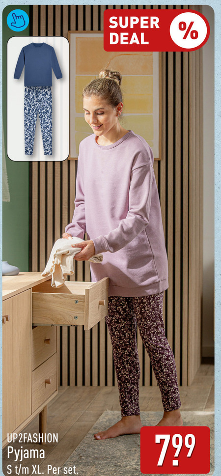 damespyjama super deal pyjama xl folder aanbieding bij Aldi