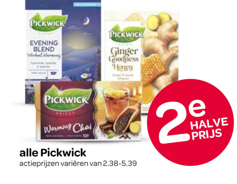 pickwick thee blend herbal ginger goodness honey warming chai varieeren halve folder aanbieding bij Spar Pickwick thee folder aanbieding bij Spar - details