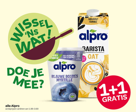 alpro soja yoghurt melk zuivel 1 varieeren rijk proteines riche blauwe bosbes myrtille from solace both barista tee folder aanbieding bij Spar Alpro soja melk, soja yoghurt folder aanbieding bij Spar - details