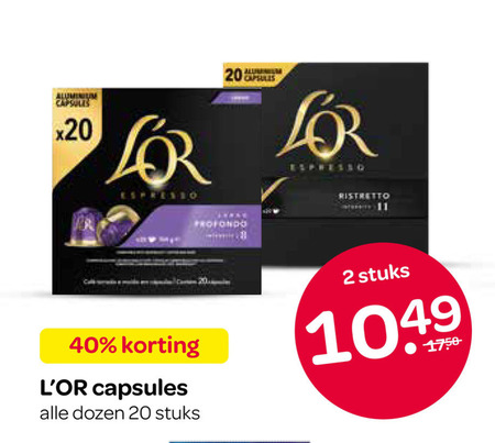 douwe egberts l or koffiecups 2 20 40 aluminium espresso profondo ristretto capsules dozen stuks folder aanbieding bij Spar Douwe Egberts L Or koffiecups folder aanbieding bij Spar - details