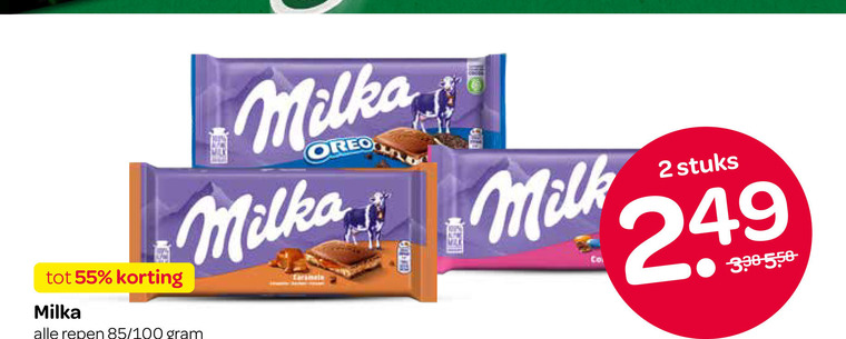 milka chocolade 2 55 oreo milk repen 100 stuks folder aanbieding bij Spar Milka chocolade folder aanbieding bij Spar - details