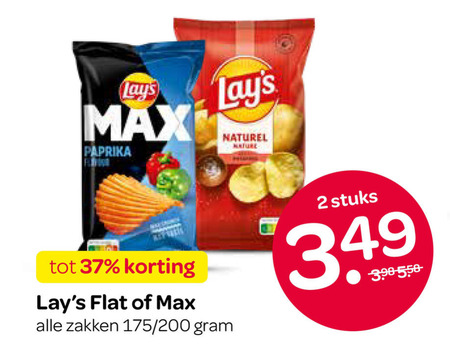 lays chips 2 paprika naturel nature flat zakken 200 stuks folder aanbieding bij Spar Lays chips folder aanbieding bij Spar - details