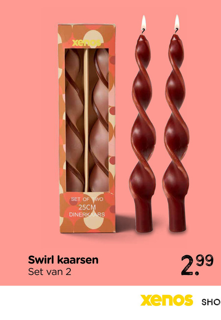 dinerkaarsen 2 25cm dinerkaars swirl kaarsen shop folder aanbieding bij Xenos