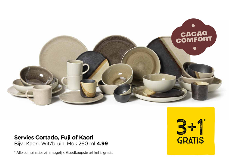 servies 1 3 260 cacao comfort fuji kaori wit bruin mok ml combinaties artikel folder aanbieding bij Xenos