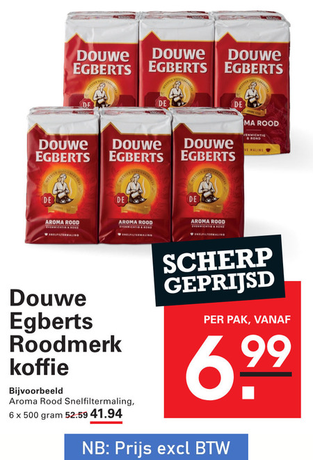 douwe egberts koffie 6 500 meester rood evenwichtig rond maling aroma roodmerk snelfiltermaling scherp geprijsd pak folder aanbieding bij Sligro Douwe Egberts koffie folder aanbieding bij Sligro - details