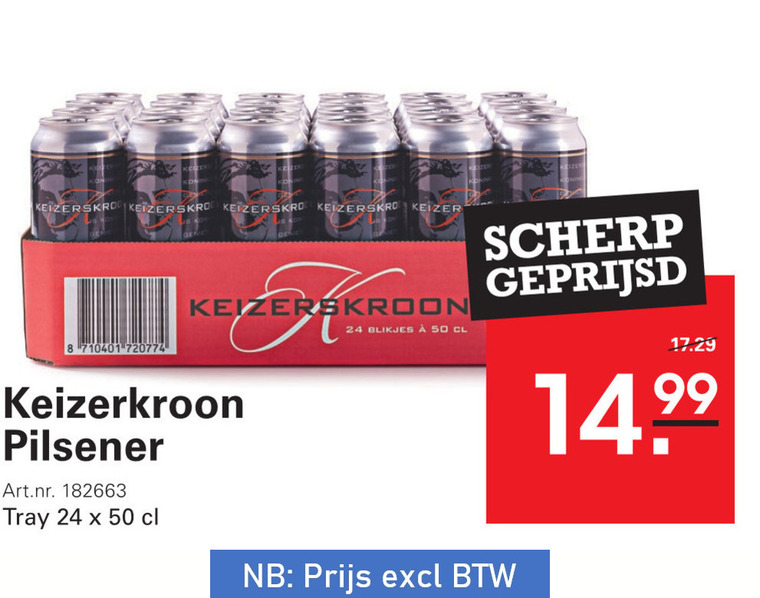 Keizerskroon   blikje bier folder aanbieding bij  Sligro - details