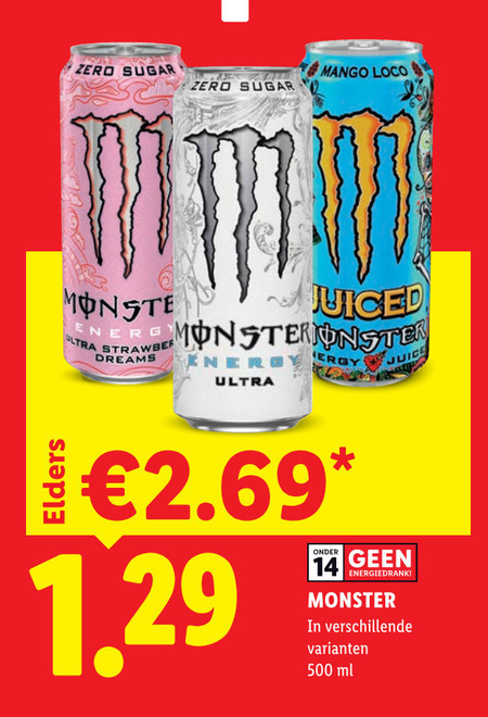 Monster   energiedrank folder aanbieding bij  Lidl - details