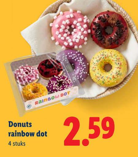 donuts 4 rainbow stuks folder aanbieding bij Lidl