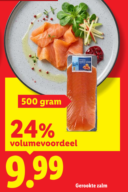 gerookte zalmfilet 24 500 norwegian smoked volumevoordeel zalm folder aanbieding bij Lidl