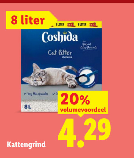 coshida kattenbakvulling 8 20 liter clumping natural clay pencils thin grandes kattengrind volumevoordeel folder aanbieding bij Lidl Coshida kattenbakvulling folder aanbieding bij Lidl - details