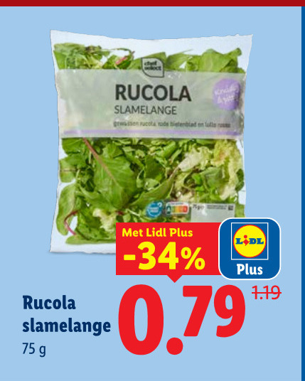 rucola slamelange gewassen bietenblad us folder aanbieding bij Lidl