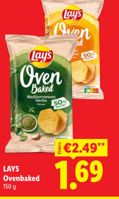 lays chips 50 150 oven baked mediterranean herbs flavour less ovenbaked folder aanbieding bij Lidl Lays chips folder aanbieding bij Lidl - details