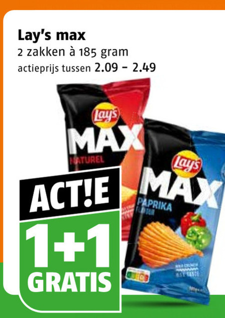 lays chips 1 2 zakken actieprijs naturel paprika folder aanbieding bij Poiesz Lays chips folder aanbieding bij Poiesz - details