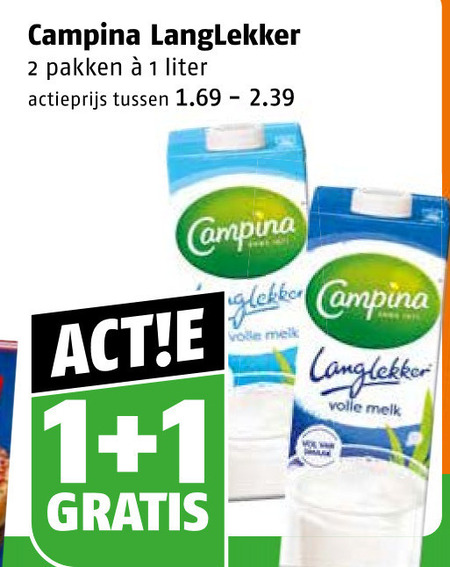 campina melk 1 2 langlekker pakken liter actieprijs volle folder aanbieding bij Poiesz Campina melk folder aanbieding bij Poiesz - details