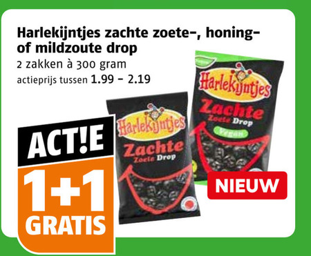 harlekijntjes drop 1 2 300 zachte zoete honing mildzoute zakken actieprijs folder aanbieding bij Poiesz Harlekijntjes drop folder aanbieding bij Poiesz - details