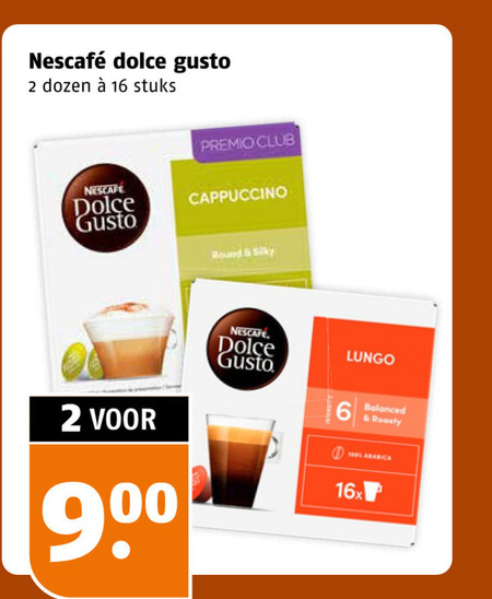 nescafe dolce gusto capsules 2 6 16 dozen stuks premio club cappuccino bound silky 90 lungo 16x balanced roasty arabica folder aanbieding bij Poiesz Nescafe dolce gusto capsules folder aanbieding bij Poiesz - details