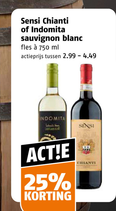 witte wijn rode 25 750 sensi chianti sauvignon blanc fles ml actieprijs folder aanbieding bij Poiesz