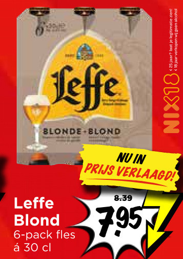 leffe speciaalbieren 6 25 30 nix18 jaar legitimatie blonde blond verlaagd pack fles folder aanbieding bij Vomar Leffe speciaalbier folder aanbieding bij Vomar - details