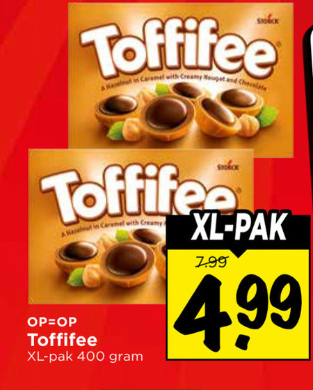 toffifee chocolade 400 caramel with creamy nougat and chocolate xl pak folder aanbieding bij Vomar Toffifee chocolade folder aanbieding bij Vomar - details