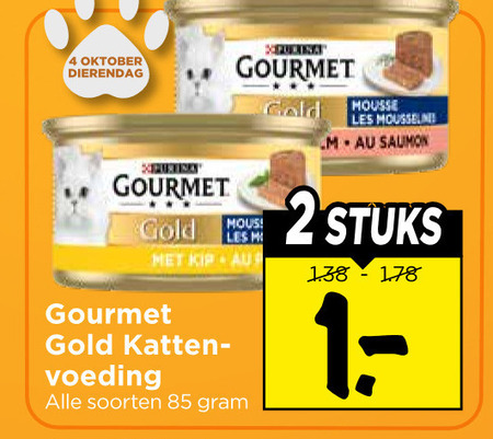 2 4 oktober dierendag gourmet xpurina gold mousse les saumon stuks kip katten voeding soorten folder aanbieding bij Vomar Gourmet folder aanbieding bij Vomar - details