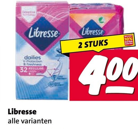 Libresse   inlegkruisjes, maandverband folder aanbieding bij  Nettorama - details