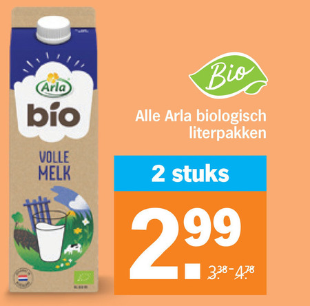 arla melk 2 be bio biologisch volle stuks folder aanbieding bij Albert Heijn Arla melk folder aanbieding bij Albert Heijn - details