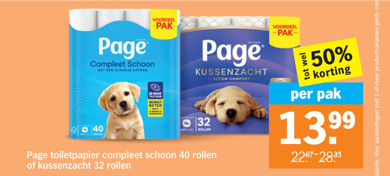 page toiletpapier 2 32 40 50 schoon vleugje katoen voordeel kussenzacht wollen comfort rollen pak 13 99 productvarianten folder aanbieding bij Albert Heijn Page toiletpapier folder aanbieding bij Albert Heijn - details