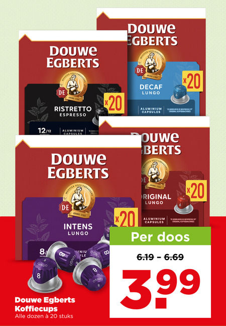 douwe egberts koffiecups 8 20 meester koffiebranders joure ristretto espresso koffie decaf lungo aluminium capsules gebruiken nespresso original koffiemachines 12 intensiteit ouwe brander le dozen stuks doos 3.99 folder aanbieding bij Plus Douwe Egberts koffiecups folder aanbieding bij Plus - details