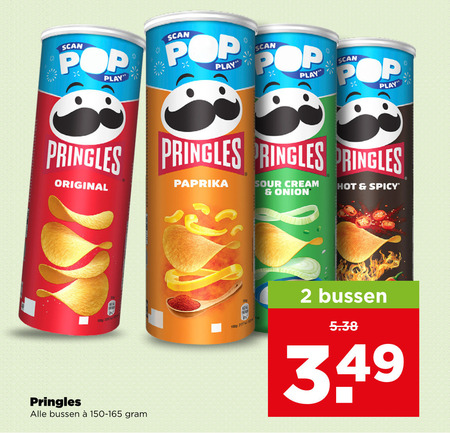 Pringles   chips folder aanbieding bij  Plus - details