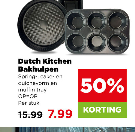 bakvormpjes 50 dutch kitchen spring cake quichevorm muffin tray stuk folder aanbieding bij Plus