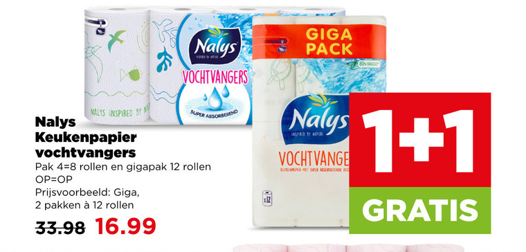 nalys keukenpapier 1 2 12 80 vochtvangers inspired by super absorberend pak rollen gigapak giga pakken pack natur vocht kus folder aanbieding bij Plus Nalys keukenpapier folder aanbieding bij Plus - details