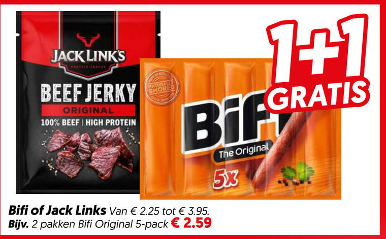 Jack Links   bierworstjes folder aanbieding bij  Dekamarkt - details