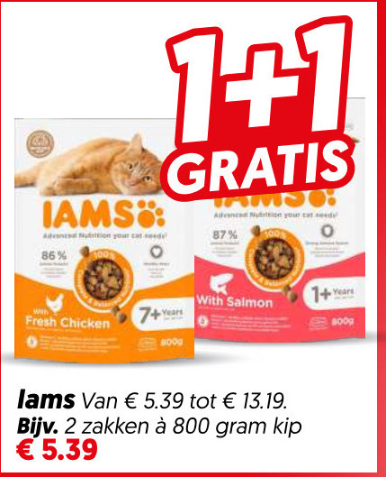 iams kattenvoer 1 2 nutrition your fresh chicken advanced 7 years with salmon 800g lams zakken kip folder aanbieding bij Dekamarkt IAMS kattenvoer folder aanbieding bij Dekamarkt - details