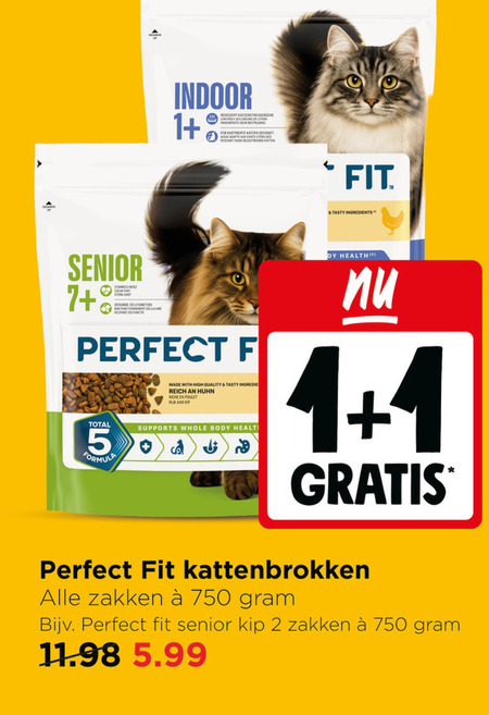 perfect fit kattenvoer 1 2 5 750 senior 7 indoor katzen aux chassis katten tasty ingredients total formula with high quality riche poulet kip supports whole body healt health kattenbrokken zakken 5.99 folder aanbieding bij Jumbo Perfect Fit kattenvoer folder aanbieding bij Jumbo - details