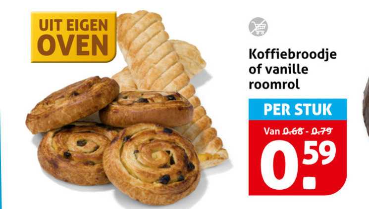 roombroodjes koffiebroodjes oven koffiebroodje vanille stuk folder aanbieding bij Hoogvliet