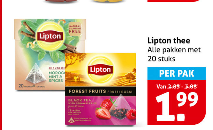 lipton thee 20 natural caffeine free bags infusion morocco mint spices forest fruits frutti rossi black tea with strawberries from france nero pakken stuks pak folder aanbieding bij Hoogvliet Lipton thee folder aanbieding bij Hoogvliet - details