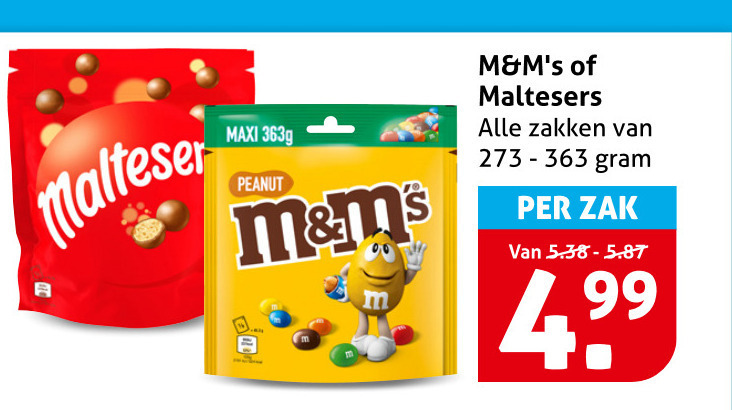 m en ms maltesers chocolade malteser maxi peanut zakken zak folder aanbieding bij Hoogvliet Maltesers chocolade folder aanbieding bij Hoogvliet - details