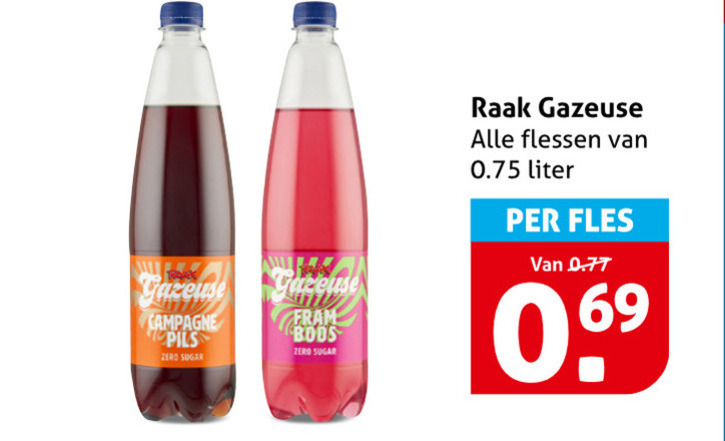 raak frisdrank gazeuse campagne pils zero sugar flessen liter fles folder aanbieding bij Hoogvliet Raak frisdrank folder aanbieding bij Hoogvliet - details