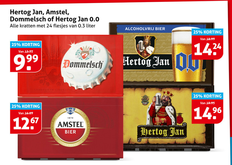amstel hertog jan dommelsch alcoholvrij bier krat 24 25 1267 1870 0.0 kratten liter anno yo nauta fa cosi spelen din la for bieren folder aanbieding bij Hoogvliet Dommelsch krat bier, alcoholvrij bier folder aanbieding bij Hoogvliet - details