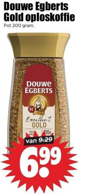 douwe egberts oploskoffie 200 gold pot excellent 20x 69 folder aanbieding bij Dirk Douwe Egberts oploskoffie folder aanbieding bij Dirk - details