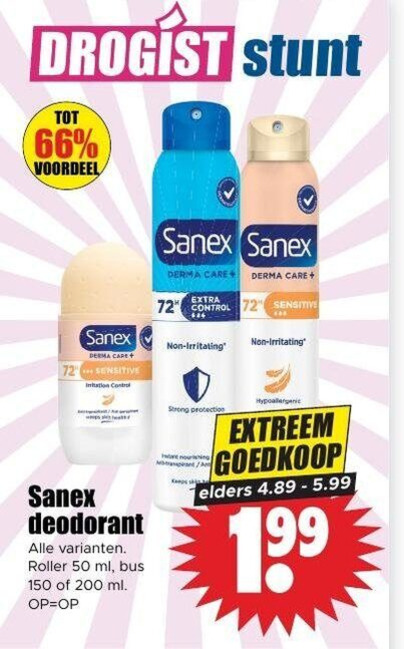 sanex deodorant 50 150 200 droge voordeel derma care sensitive control roller ml bus strong protection transparant am extreem elders 5.99 folder aanbieding bij Dirk Sanex deodorant folder aanbieding bij Dirk - details