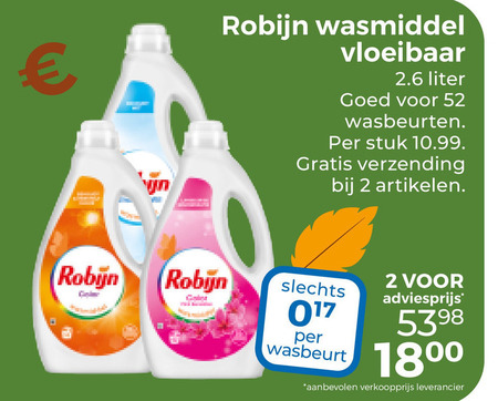 Robijn   wasmiddel folder aanbieding bij  Trekpleister - details