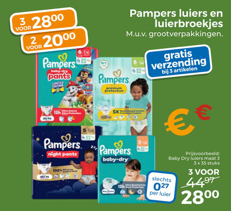 Pampers   luiers, luierbroekjes folder aanbieding bij  Trekpleister - details