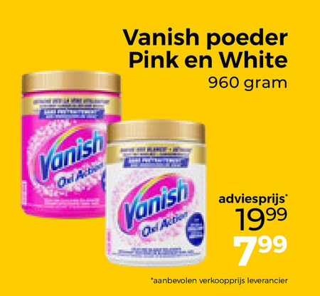 vanish vlekkenverwijderaar poeder pink white action folder aanbieding bij Trekpleister Vanish vlekkenverwijderaar folder aanbieding bij Trekpleister - details