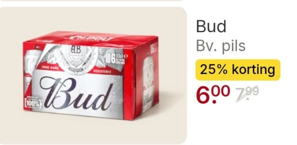 bud blikjes bier 25 100 600 pils folder aanbieding bij Picnic Bud blikje bier folder aanbieding bij Picnic - details