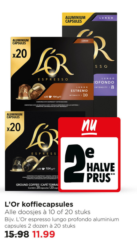 douwe egberts l or koffiecups 2 8 10 20 aluminium capsules lungo espresso r estremo intensity compatible with nespresso coffee machines compatibles avec les mcafee las vel ge original ground caps halve koffiecapsules doosjes stuks profondo dozen folder aanbieding bij Jumbo Douwe Egberts L Or koffiecups folder aanbieding bij Jumbo - details