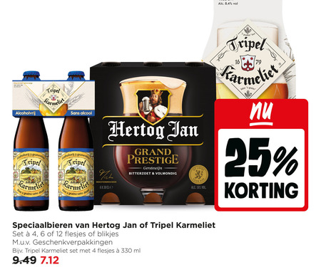 karmeliet hertog jan speciaalbieren 3 4 6 10 12 16 25 330 belgisch belge alcoholvrij tripel sans alcohol grains meesterbrouwer grand prestige gerstewijn bitterzoet volmondig bier blikjes geschenkverpakkingen ml 8 granen folder aanbieding bij Jumbo Hertog Jan speciaalbier folder aanbieding bij Jumbo - details