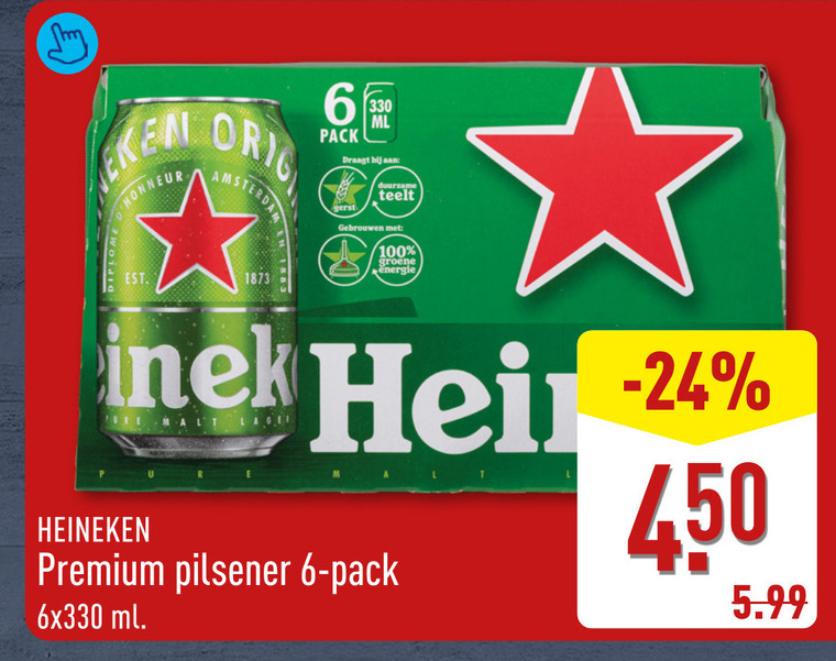 heineken blikjes bier folder aanbieding bij Aldi Heineken blikje bier folder aanbieding bij Aldi - details